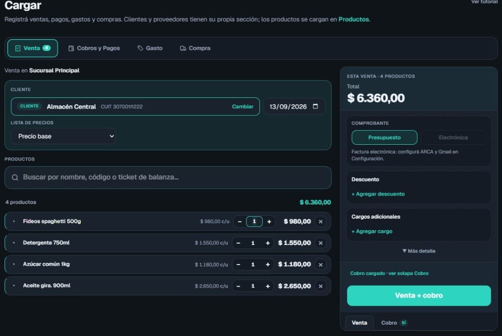 Registrar una venta en SalesFire